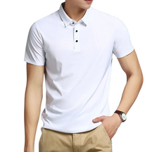 Camisa Polo Masculina em Seda Gelo Rauffstein RS023, tecido premium, modelagem refinada e toque macio para um visual elegante e confortável.