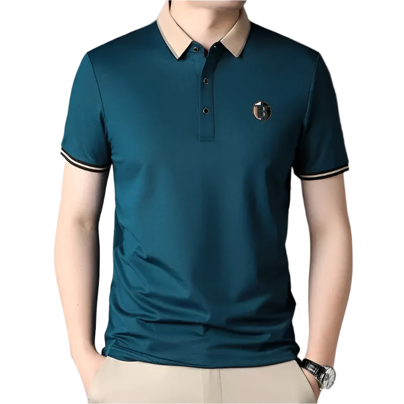 Camisa Polo Masculina Rauffstein RS239 elegante, com bordado refinado e design atemporal, ideal para visuais casuais e formais com conforto.