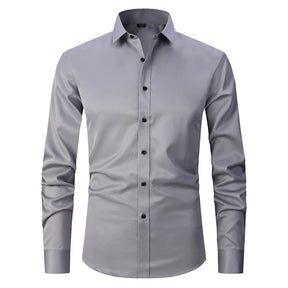 Camisa Social de Algodão Masculina Rauffstein RS142, modelagem slim fit, tecido respirável, gola tradicional e acabamento refinado para um visual sofisticado.
