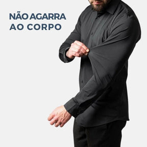 Camisa Social de Algodão Masculina Rauffstein RS142, modelagem slim fit, tecido respirável, gola tradicional e acabamento refinado para um visual sofisticado.