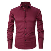 Camisa Social de Algodão Masculina Rauffstein RS142, modelagem slim fit, tecido respirável, gola tradicional e acabamento refinado para um visual sofisticado.