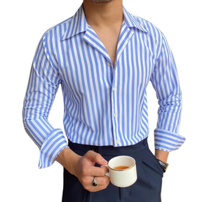 Camisa Social Masculina Rauffstein RS057, modelagem slim fit, gola estruturada e tecido premium para elegância e conforto.