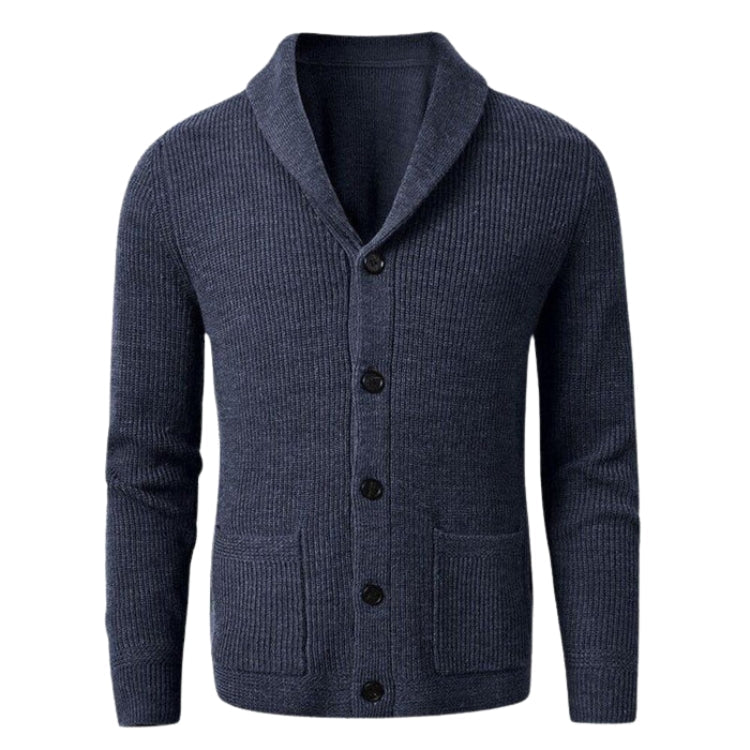 Cardigan Gola V Masculino Rauffstein RS390 elegante, com lã merino e design sofisticado, perfeito para visuais casuais ou formais em dias frios.