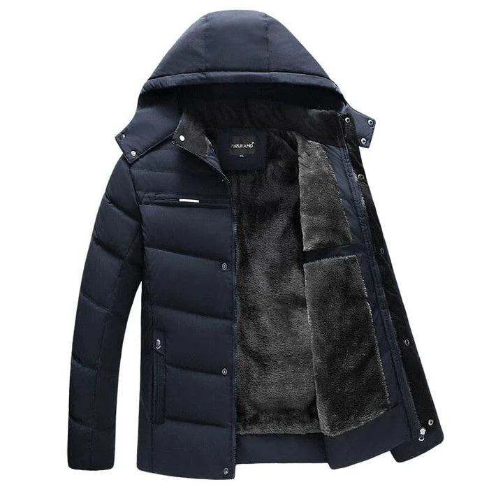 Jaqueta masculina de inverno Rauffstein RS089 acolchoada, com capuz removível e revestimento térmico.