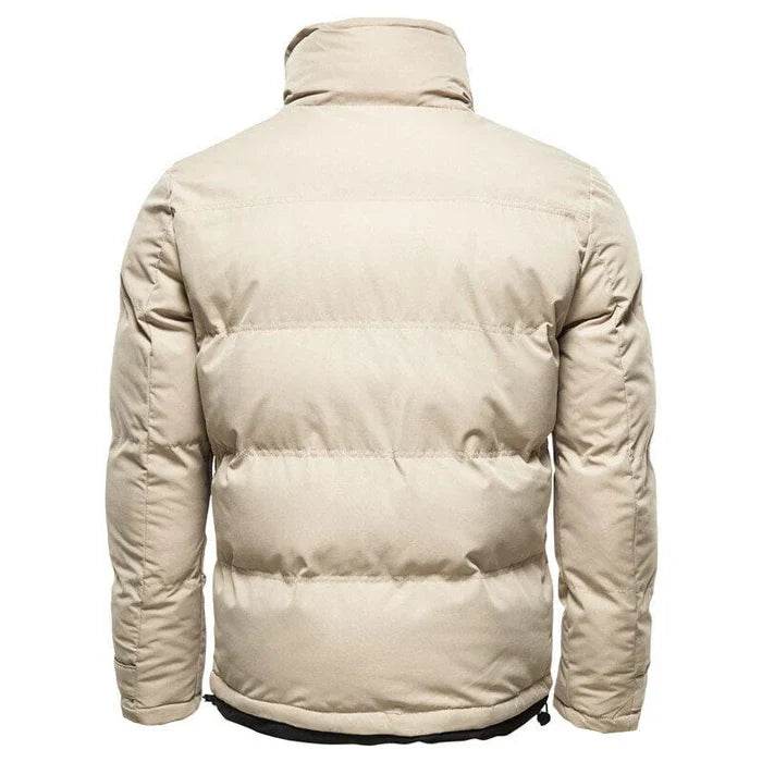 Jaqueta masculina puffer Rauffstein RS118 com forro em lã, fechamento em zíper e modelagem ajustada para proteção térmica e elegância.