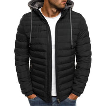 Jaqueta masculina puffer Rauffstein RS108 com forro acolchoado, capuz removível e fechamento em zíper, ideal para dias frios.