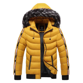 Jaqueta puffer masculina Rauffstein RS112 com capuz forrado, fechamento em zíper e design acolchoado para proteção térmica.