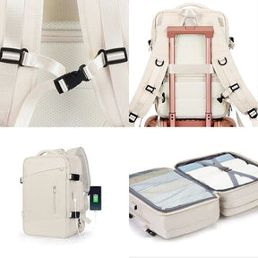 Mochila Viagem Rauffstein RS425 confortável, com nylon resistente e USB, perfeita para viagens ou trabalho com organização e design moderno.