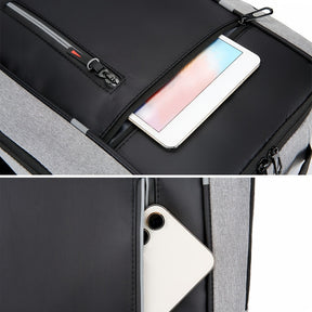 Mochila Executiva Rauffstein RS420 elegante, com porta USB e poliéster impermeável, perfeita para laptop no trabalho ou estudos com conforto.