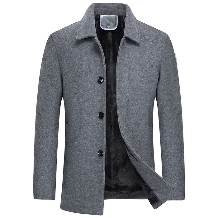 Sobretudo Masculino Curto de Lã Rauffstein RS211, com caimento europeu, perfeito para inverno em looks casuais ou elegantes com proteção térmica.