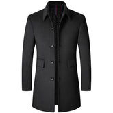 Sobretudo Masculino em Lã Rauffstein RS230, com gola polo, perfeito para inverno em looks formais ou casuais com conforto e sofisticação.