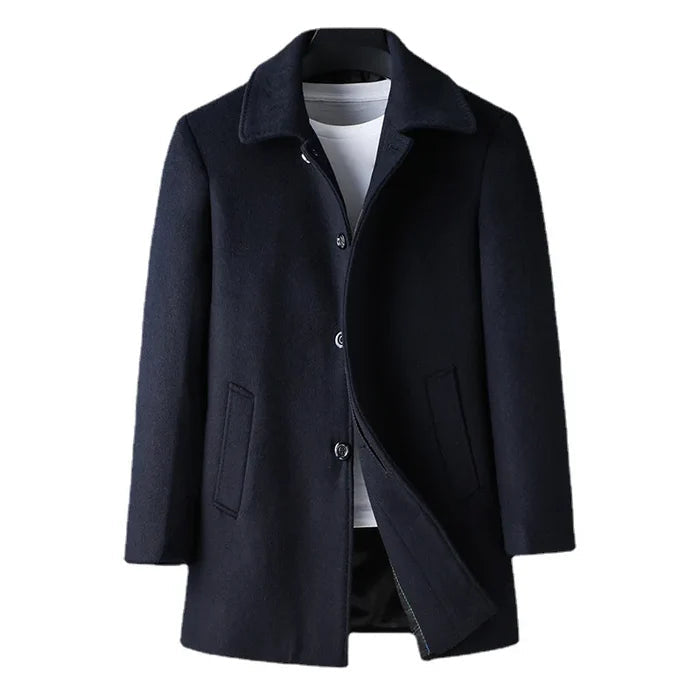 Sobretudo Social Masculino Curto em Lã Rauffstein RS217, com design compacto, perfeito para outono e inverno em ocasiões formais ou casuais.