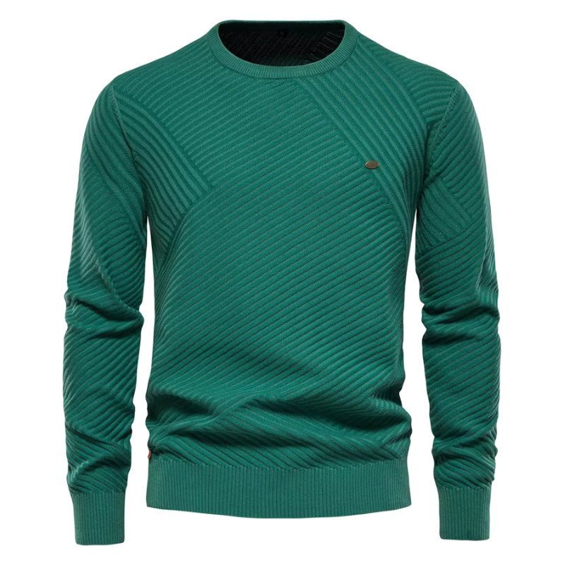 Suéter Masculino em Lã Rauffstein RS175, com gola redonda e modelagem slim fit, perfeito para inverno em ocasiões casuais ou formais.