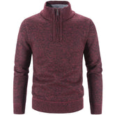 Suéter Masculino Gola Bordado Meio Zíper Rauffstein RS181, com modelagem slim fit, perfeito para inverno em ocasiões casuais ou semi-formais.